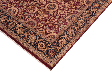 handmade Transitional Agra Tabriz Aubergine Blue Hand Knotted RECTANGLE 100% WOOL area rug 8x10