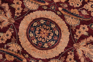 handmade Transitional Agra Tabriz Aubergine Blue Hand Knotted RECTANGLE 100% WOOL area rug 8x10