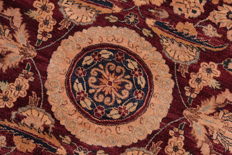 handmade Transitional Agra Tabriz Aubergine Blue Hand Knotted RECTANGLE 100% WOOL area rug 8x10
