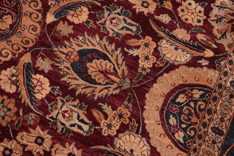 handmade Transitional Agra Tabriz Aubergine Blue Hand Knotted RECTANGLE 100% WOOL area rug 8x10