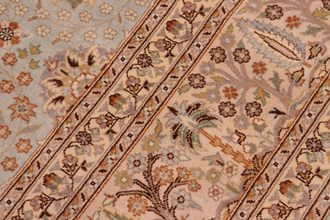 handmade Traditional Design Lt. Blue Tan Hand Knotted RECTANGLE 100% WOOL area rug 8' x 10'