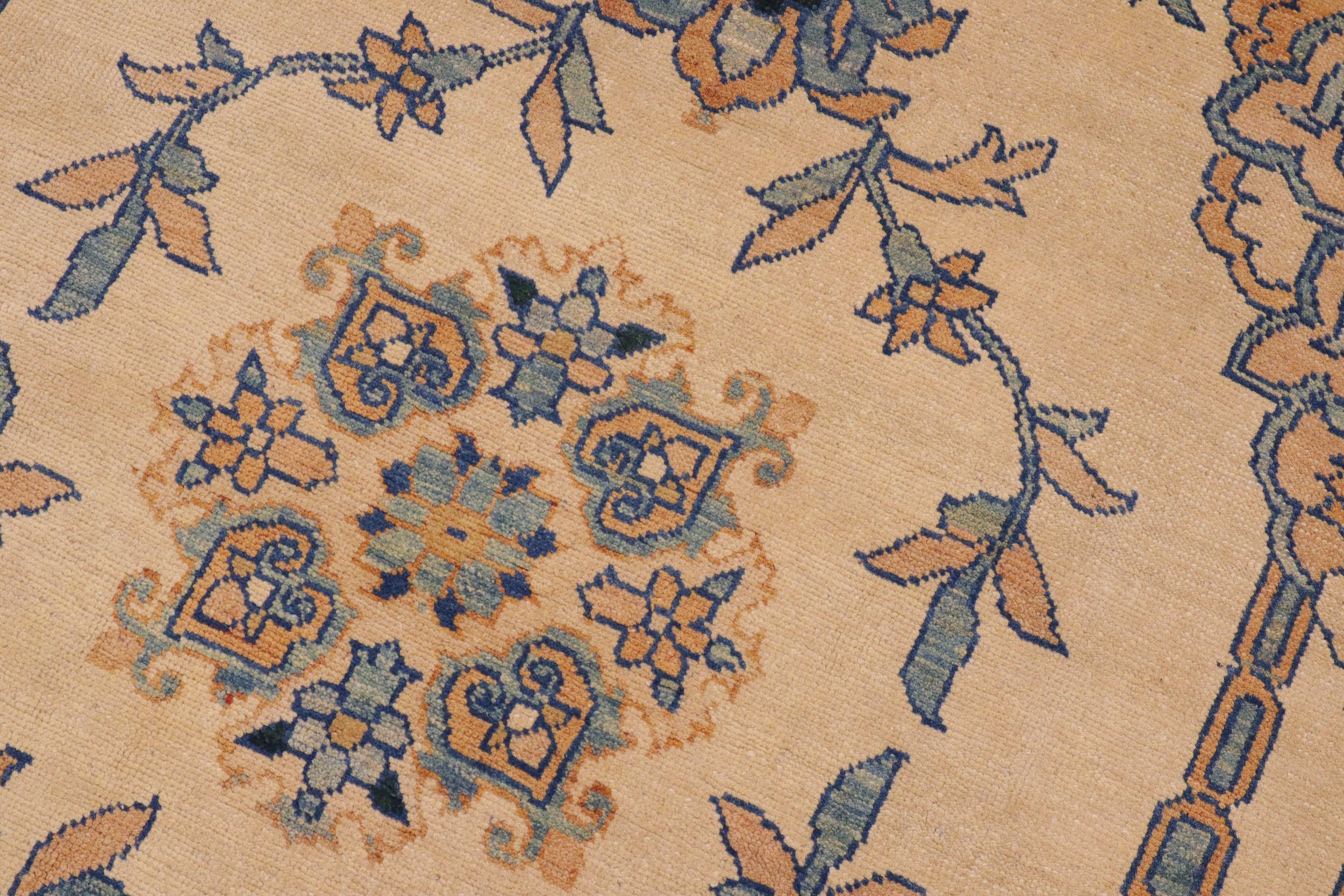 handmade Transitional Kafkaz Beige Turquoise Hand Knotted RECTANGLE 100% WOOL area rug 9' x 11'