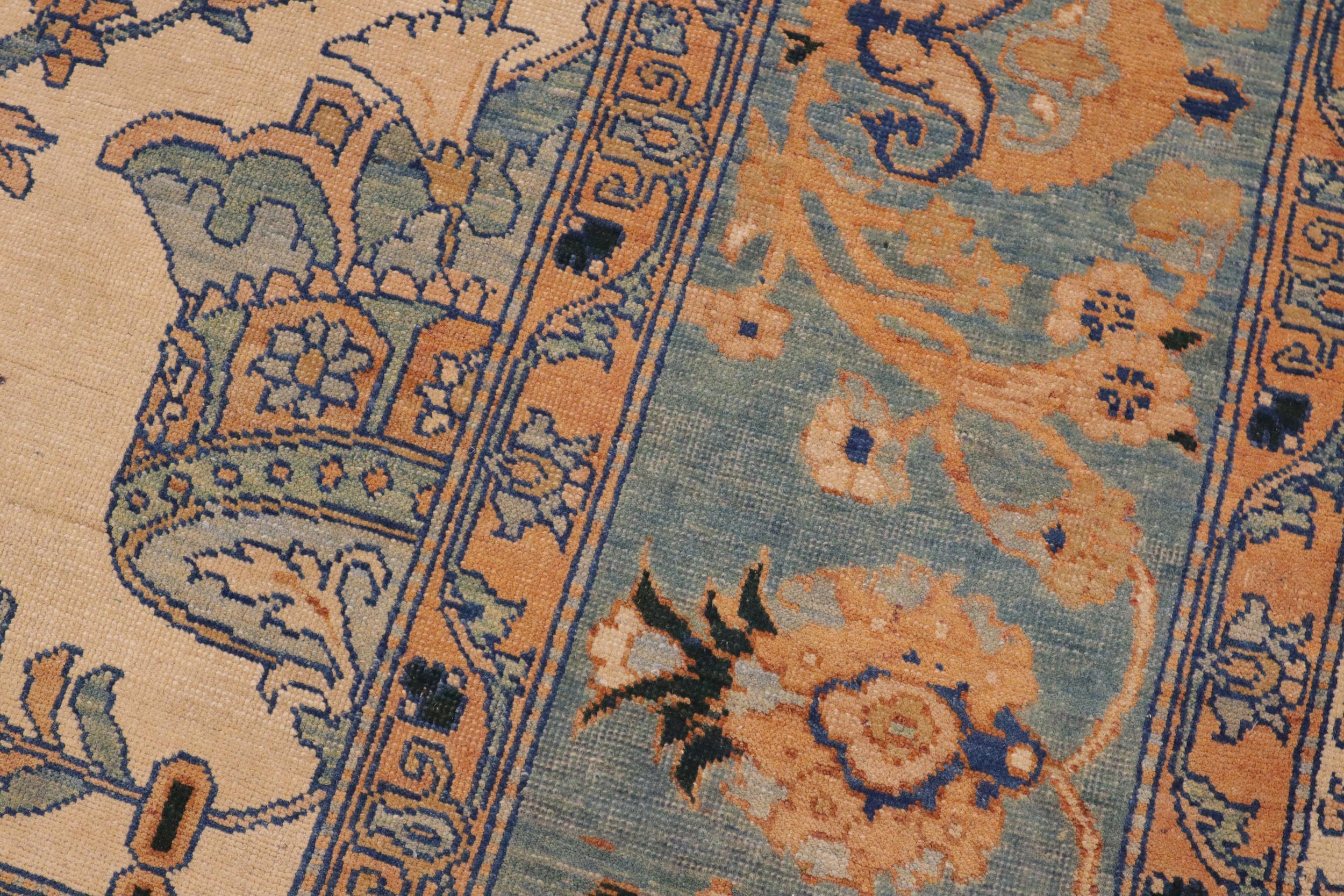handmade Transitional Kafkaz Beige Turquoise Hand Knotted RECTANGLE 100% WOOL area rug 9' x 11'