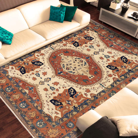 handmade Traditional Kafkaz Beige Rust Hand Knotted RECTANGLE 100% WOOL area rug 9' x 13'