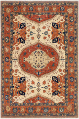 handmade Traditional Kafkaz Beige Rust Hand Knotted RECTANGLE 100% WOOL area rug 9 x 13