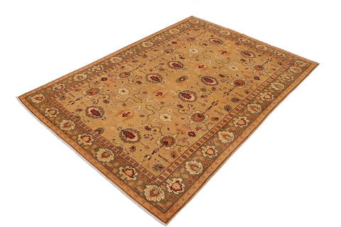 handmade Traditional Antique Tan Olive Green Hand Knotted RECTANGLE 100% WOOL area rug 10x13