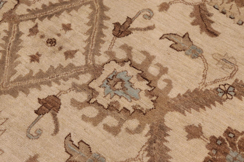 handmade Transitional Kafkaz Beige Blue Hand Knotted RECTANGLE 100% WOOL area rug 9' x 13'