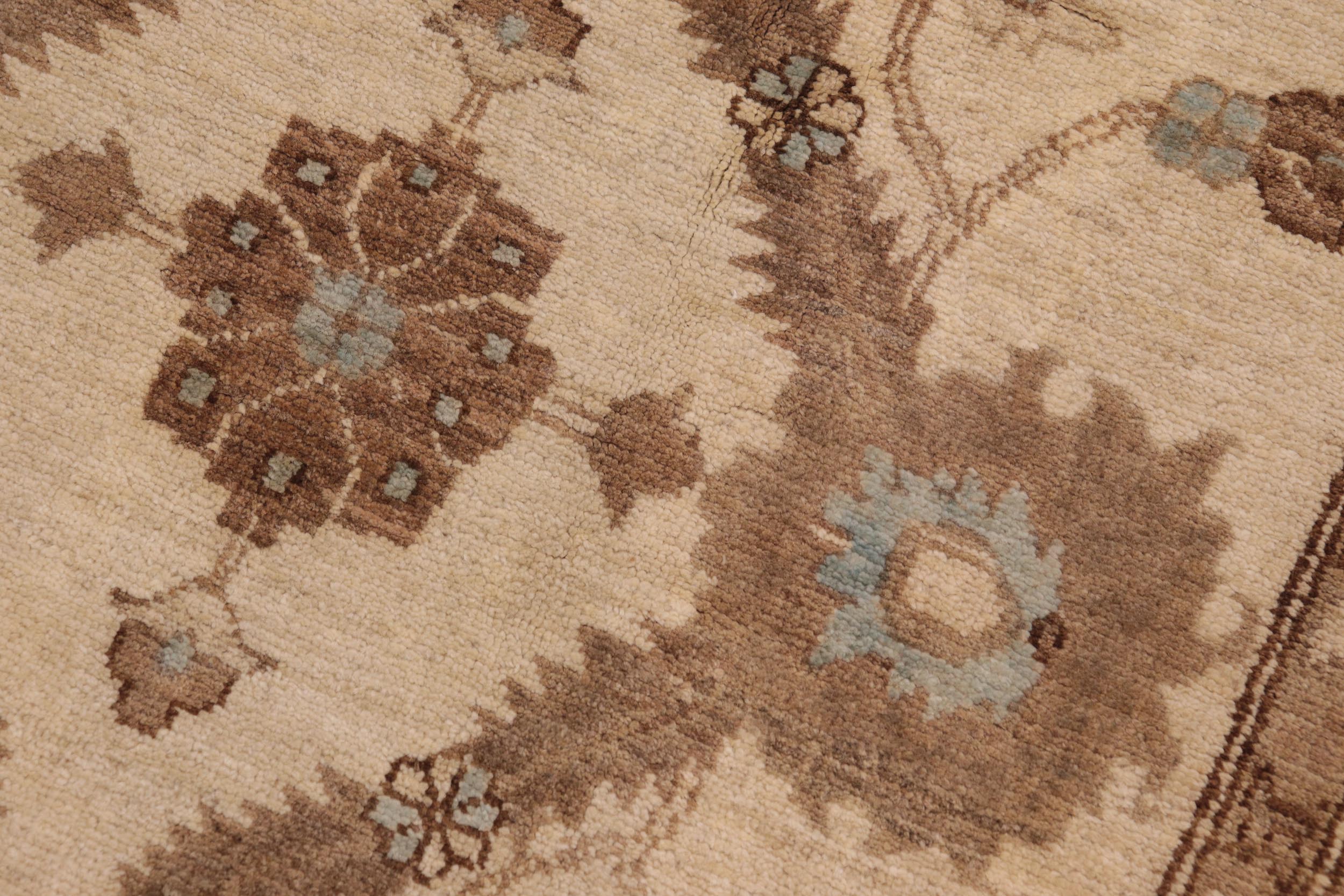 handmade Transitional Kafkaz Beige Blue Hand Knotted RECTANGLE 100% WOOL area rug 9' x 13'
