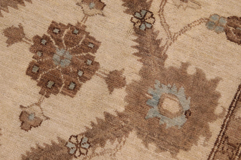 handmade Transitional Kafkaz Beige Blue Hand Knotted RECTANGLE 100% WOOL area rug 9' x 13'