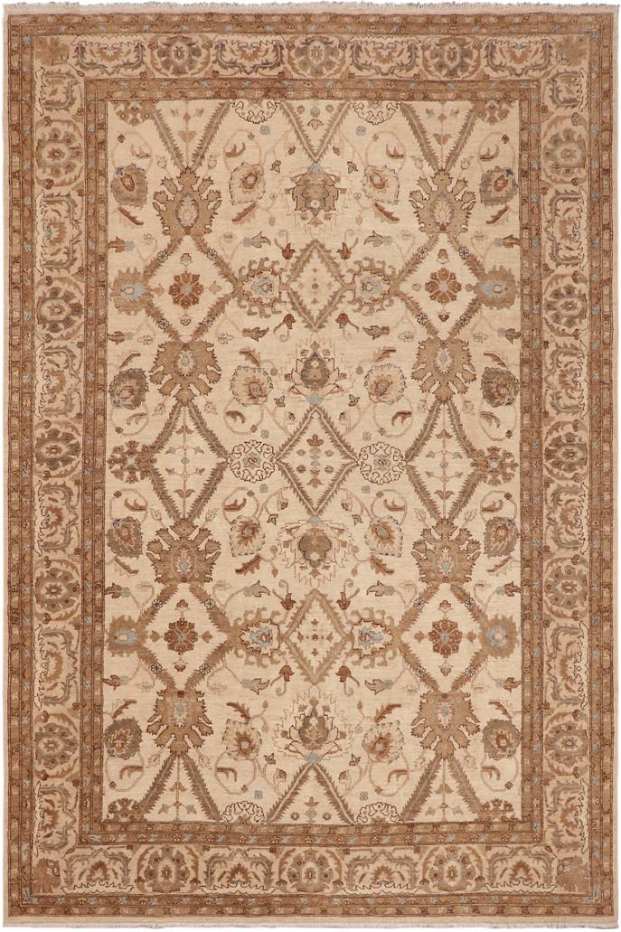 handmade Traditional Kafkaz Beige Blue Hand Knotted RECTANGLE 100% WOOL area rug 9 x 13