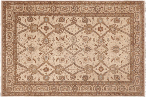 handmade Transitional Kafkaz Beige Blue Hand Knotted RECTANGLE 100% WOOL area rug 9' x 13'