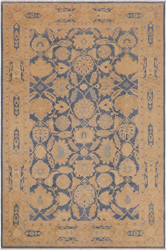 handmade Traditional Kafkaz Blue Beige Hand Knotted RECTANGLE 100% WOOL area rug 9 x 12