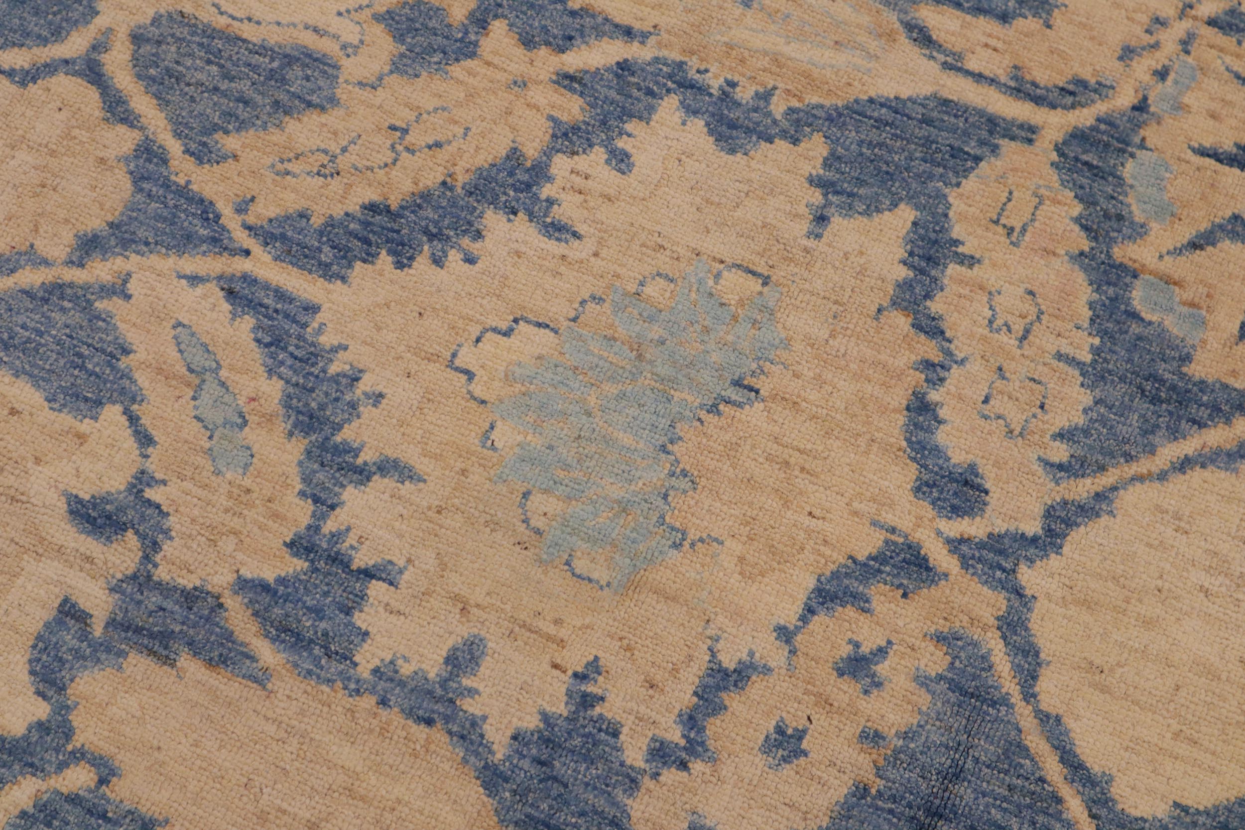handmade Transitional Kafkaz Blue Beige Hand Knotted RECTANGLE 100% WOOL area rug 9' x 12'