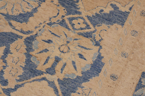 handmade Transitional Kafkaz Blue Beige Hand Knotted RECTANGLE 100% WOOL area rug 9' x 12'