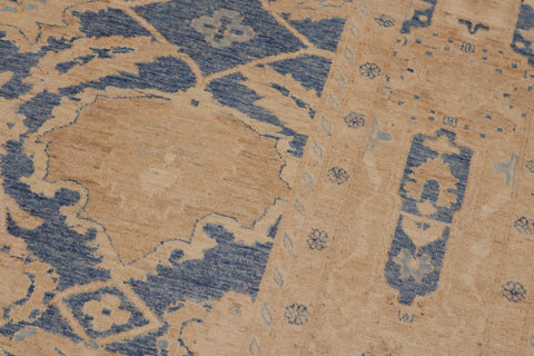 handmade Transitional Kafkaz Blue Beige Hand Knotted RECTANGLE 100% WOOL area rug 9' x 12'