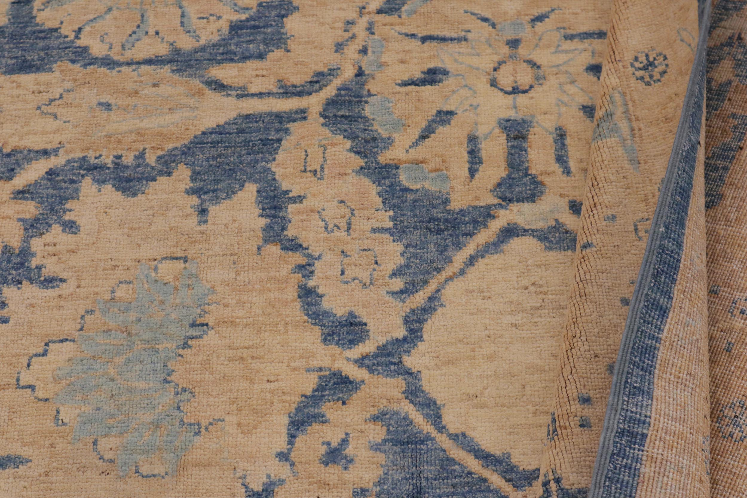 handmade Transitional Kafkaz Blue Beige Hand Knotted RECTANGLE 100% WOOL area rug 9' x 12'
