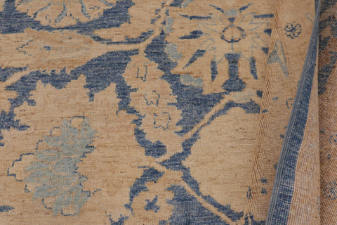 handmade Transitional Kafkaz Blue Beige Hand Knotted RECTANGLE 100% WOOL area rug 9' x 12'