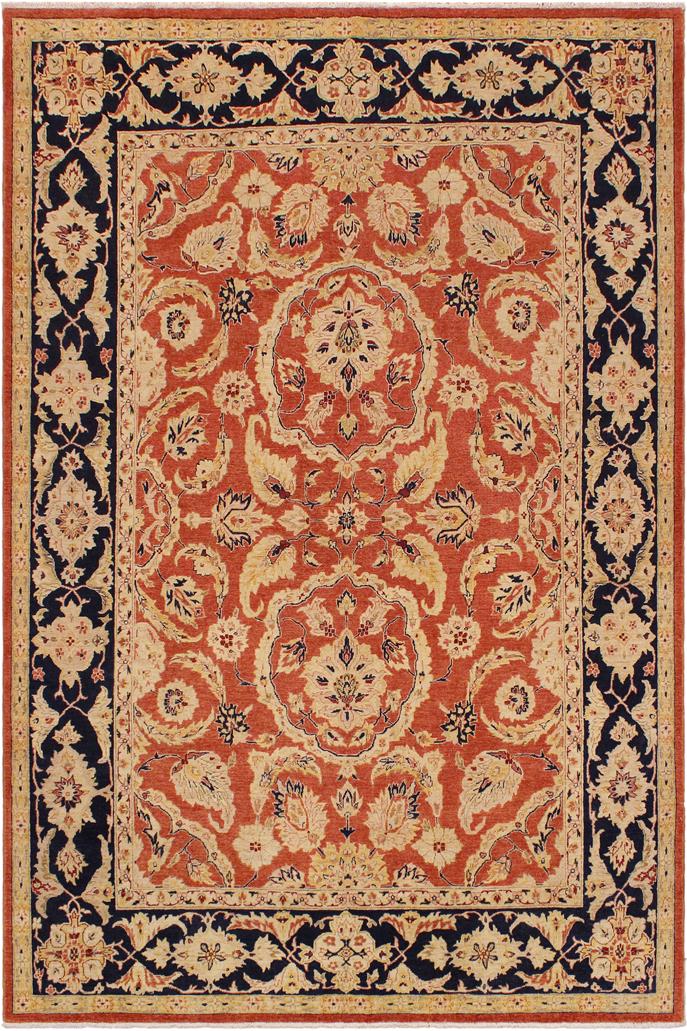 handmade Traditional Kafkaz Rust Blue Hand Knotted RECTANGLE 100% WOOL area rug 9 x 12