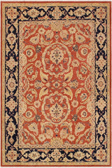 handmade Traditional Kafkaz Rust Blue Hand Knotted RECTANGLE 100% WOOL area rug 9 x 12