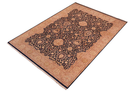 handmade Transitional Sultan Blue Tan Hand Knotted RECTANGLE 100% WOOL area rug 8x10