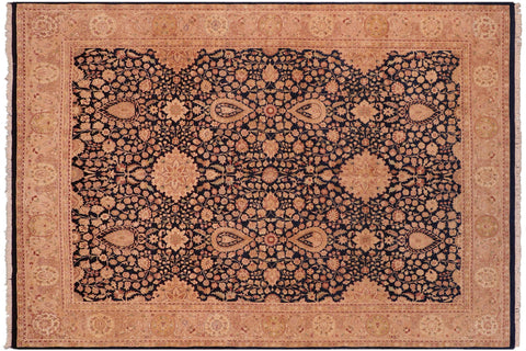 handmade Transitional Sultan Blue Tan Hand Knotted RECTANGLE 100% WOOL area rug 8x10