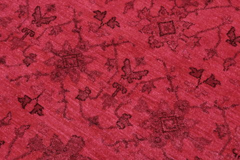 handmade Over Dyed Kafkaz Hot Pink Hot Pink Hand Knotted RECTANGLE 100% WOOL area rug 8' x 10'