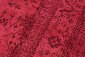 handmade Over Dyed Kafkaz Hot Pink Hot Pink Hand Knotted RECTANGLE 100% WOOL area rug 8' x 10'