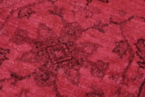 handmade Over Dyed Kafkaz Hot Pink Hot Pink Hand Knotted RECTANGLE 100% WOOL area rug 8' x 10'