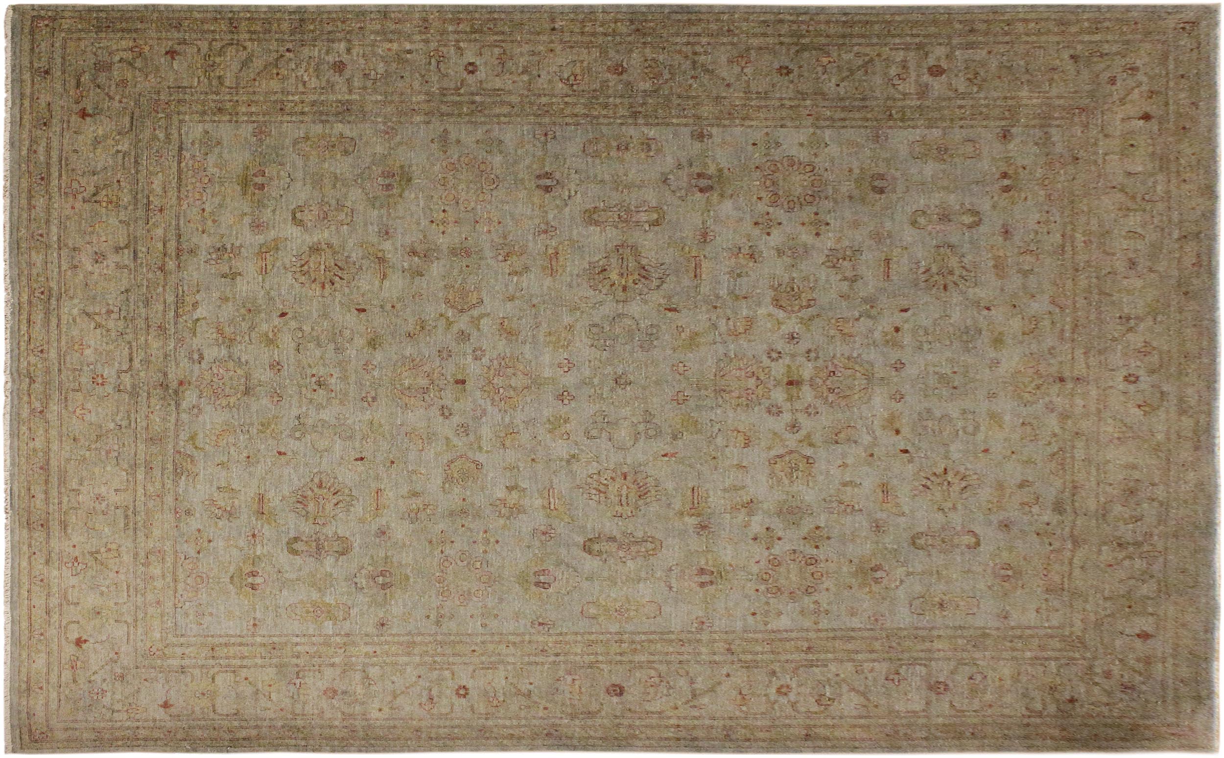 handmade Over Dyed Over Dyed Grayish Blu Gold Hand Knotted RECTANGLE 100% WOOL area rug 8' x 10'