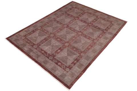 handmade Over Dyed Over Dyed Gray Red Hand Knotted RECTANGLE 100% WOOL area rug 8' x 10'