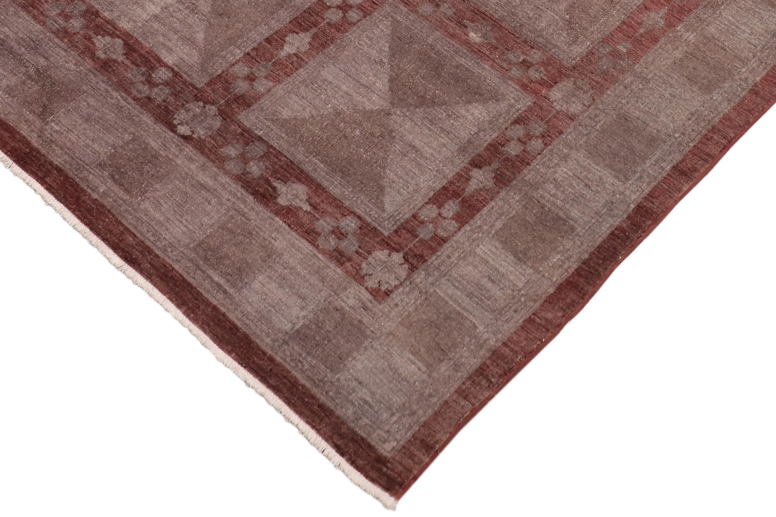 handmade Over Dyed Over Dyed Gray Red Hand Knotted RECTANGLE 100% WOOL area rug 8' x 10'