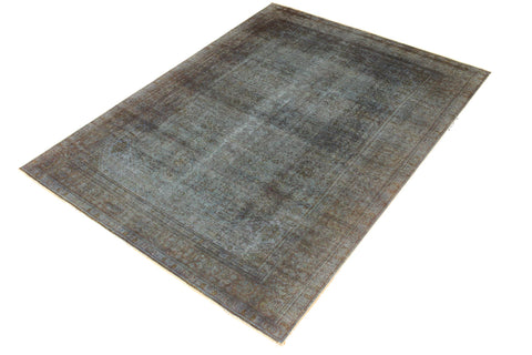 handmade Modern Vintage Blue Brown Hand Knotted RECTANGLE 100% WOOL area rug 8' x 11'
