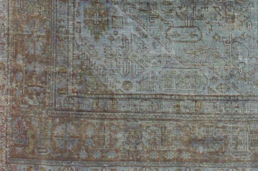 handmade Vintage Vintage Blue Brown Hand Knotted RECTANGLE 100% WOOL area rug 8x11