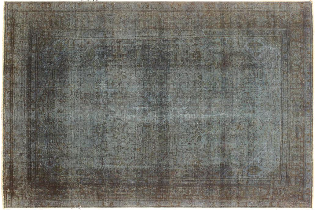 handmade Vintage Vintage Blue Brown Hand Knotted RECTANGLE 100% WOOL area rug 8x11