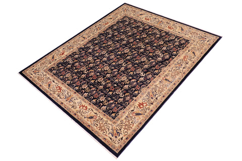 handmade Transitional Kafkaz Blue Lt. Gold Hand Knotted RECTANGLE 100% WOOL area rug 8' x 10'