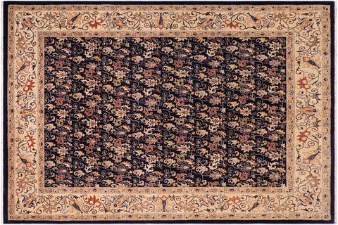 handmade Transitional Kafkaz Blue Lt. Gold Hand Knotted RECTANGLE 100% WOOL area rug 8' x 10'