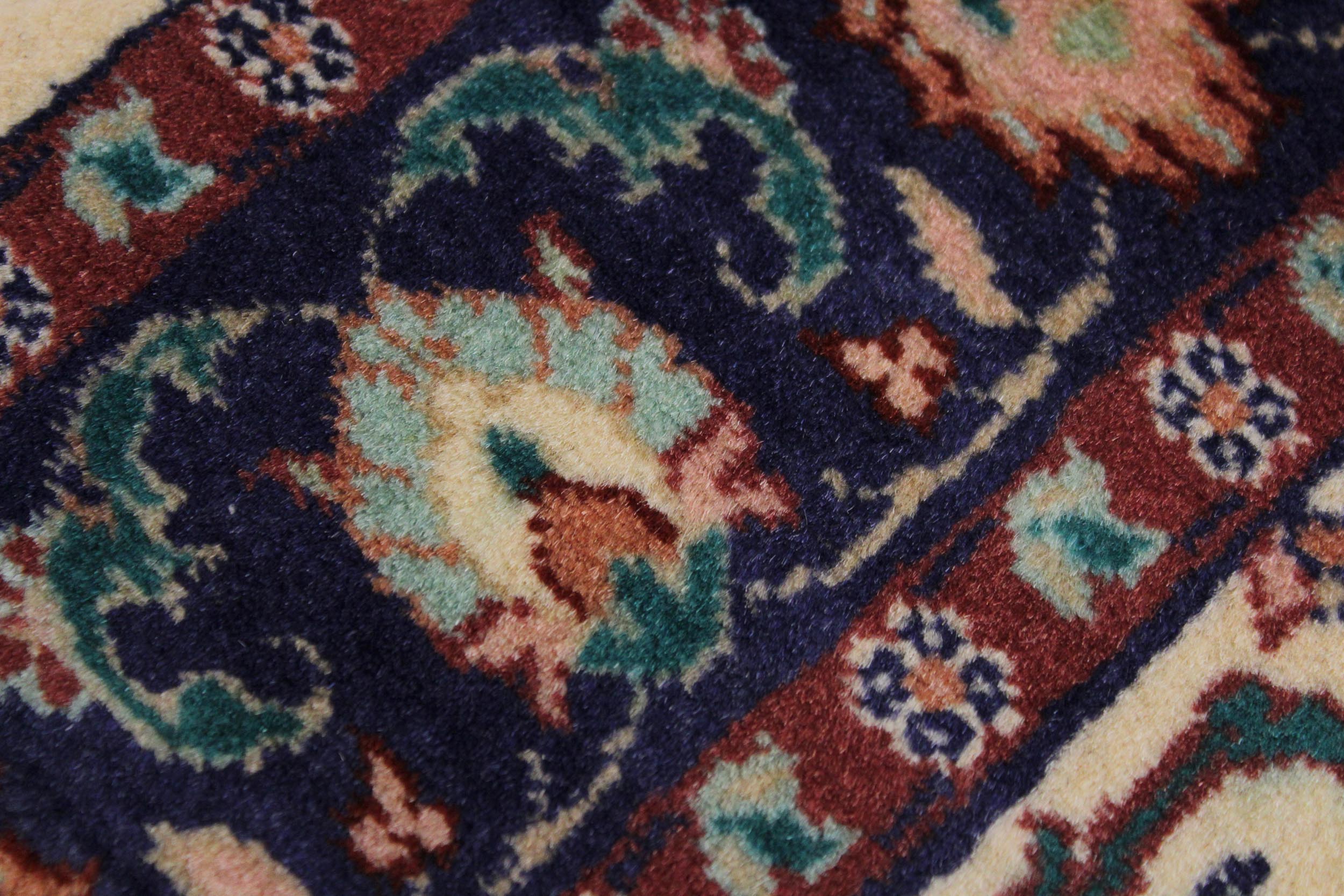 handmade Traditional Kashan Beige Blue Hand Knotted RUNNER 100% WOOL area rug 3' x 12'