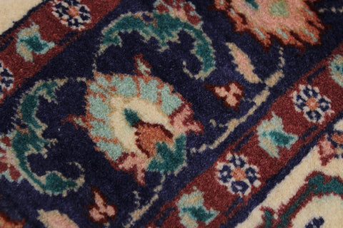 handmade Traditional Kashan Beige Blue Hand Knotted RUNNER 100% WOOL area rug 3' x 12'
