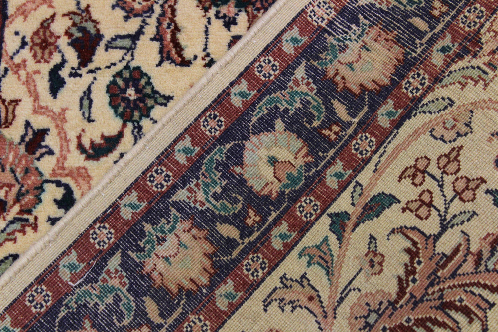 handmade Traditional Kashan Beige Blue Hand Knotted RUNNER 100% WOOL area rug 3' x 12'