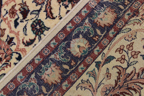 handmade Traditional Kashan Beige Blue Hand Knotted RUNNER 100% WOOL area rug 3' x 12'