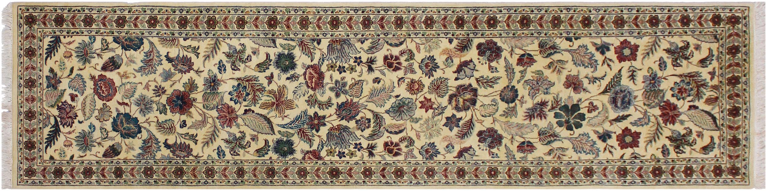 handmade Traditional Gulberg Beige Green Hand Knotted RUNNER 100% WOOL area rug 3' x 10'