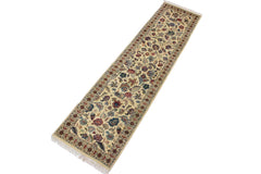 handmade Traditional Gulberg Beige Green Hand Knotted RUNNER 100% WOOL area rug 3' x 10'