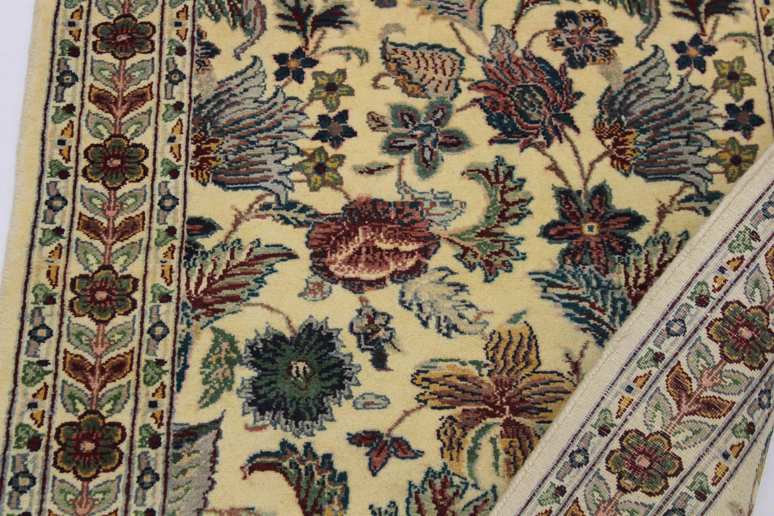 handmade Traditional Gulberg Beige Green Hand Knotted RUNNER 100% WOOL area rug 3' x 10'