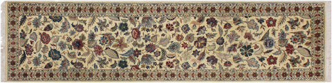 handmade Traditional Gulberg Beige Green Hand Knotted RUNNER 100% WOOL area rug 3' x 10'