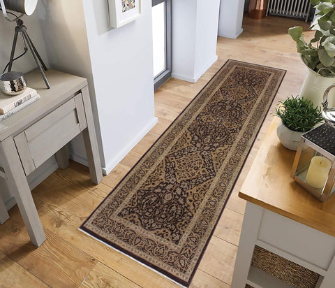handmade Transitional Veg Dye Brown Gray Hand Knotted RUNNER 100% WOOL area rug 3' x 11'