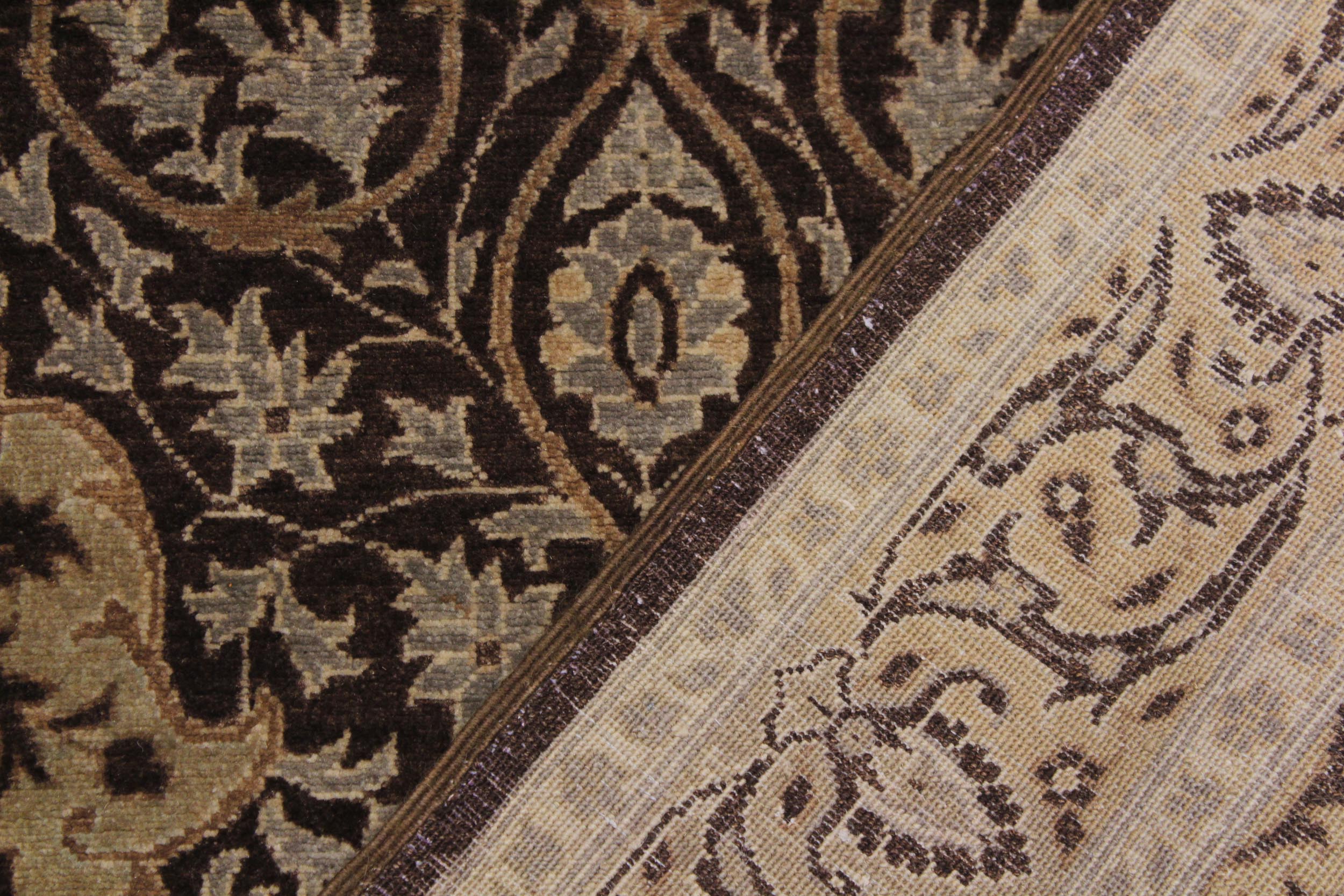 handmade Transitional Veg Dye Brown Gray Hand Knotted RUNNER 100% WOOL area rug 3' x 11'