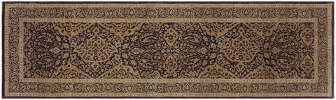 handmade Transitional Veg Dye Brown Gray Hand Knotted RUNNER 100% WOOL area rug 3' x 11'