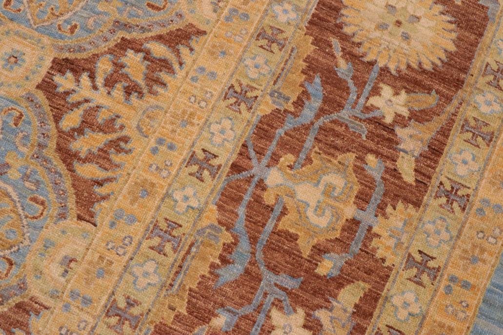 handmade Transitional Kafkaz Lt. Blue Brown Hand Knotted RECTANGLE 100% WOOL area rug 9 x 12