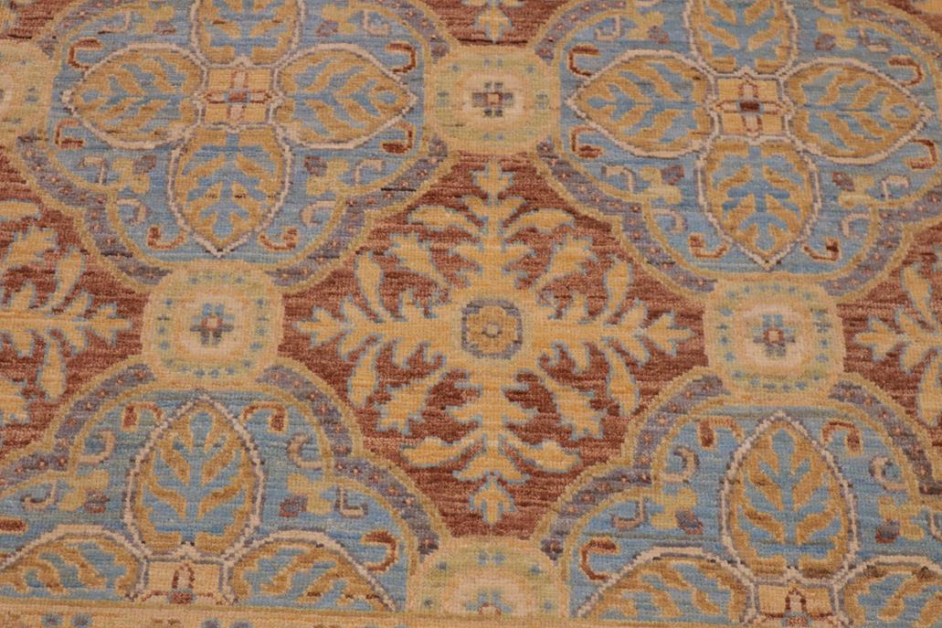 handmade Transitional Kafkaz Lt. Blue Brown Hand Knotted RECTANGLE 100% WOOL area rug 9 x 12