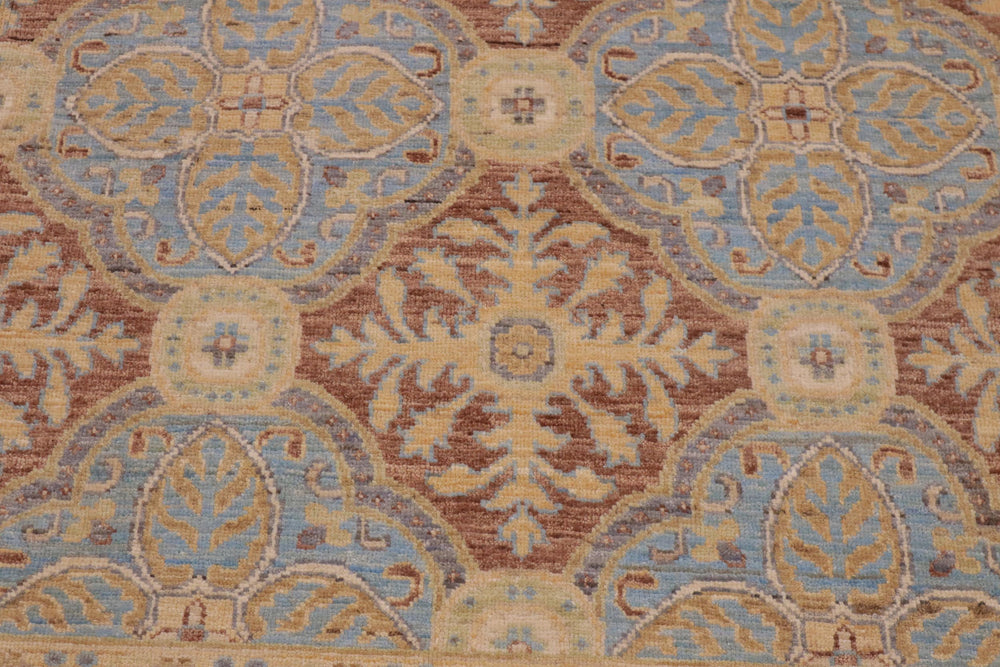 handmade Transitional Kafkaz Lt. Blue Brown Hand Knotted RECTANGLE 100% WOOL area rug 9' x 12'